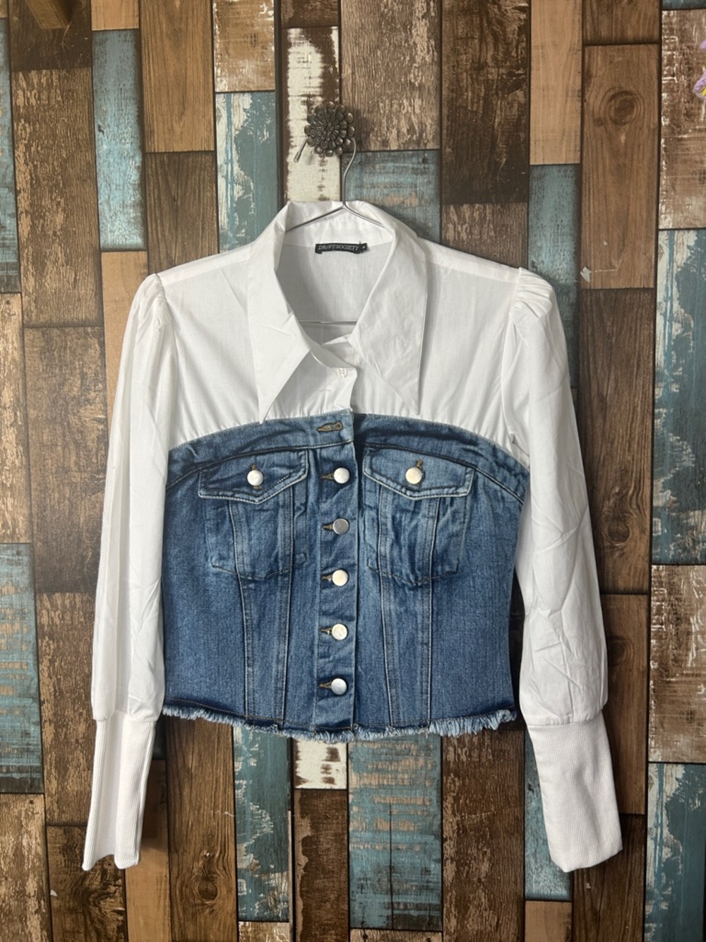 DRIFT SOCIETY White Button-Up denim shirt